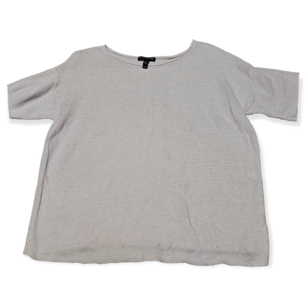 Eileen Fisher Short Sleeve Scoop Neck Lightweight Sweater